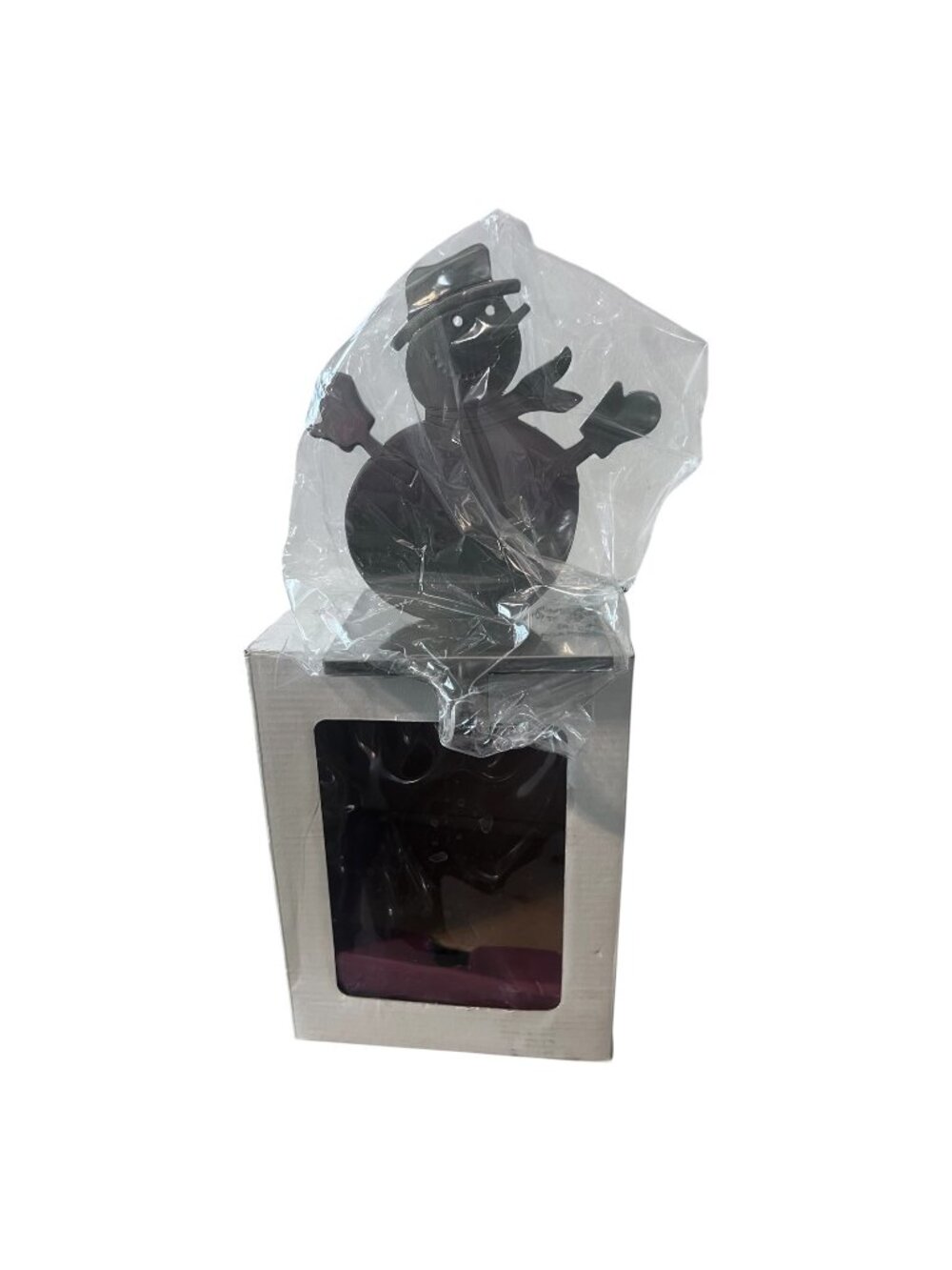 Eddie Bauer Home Snowman Stocking Holder NOS Boxed Stainless Steel Mantel